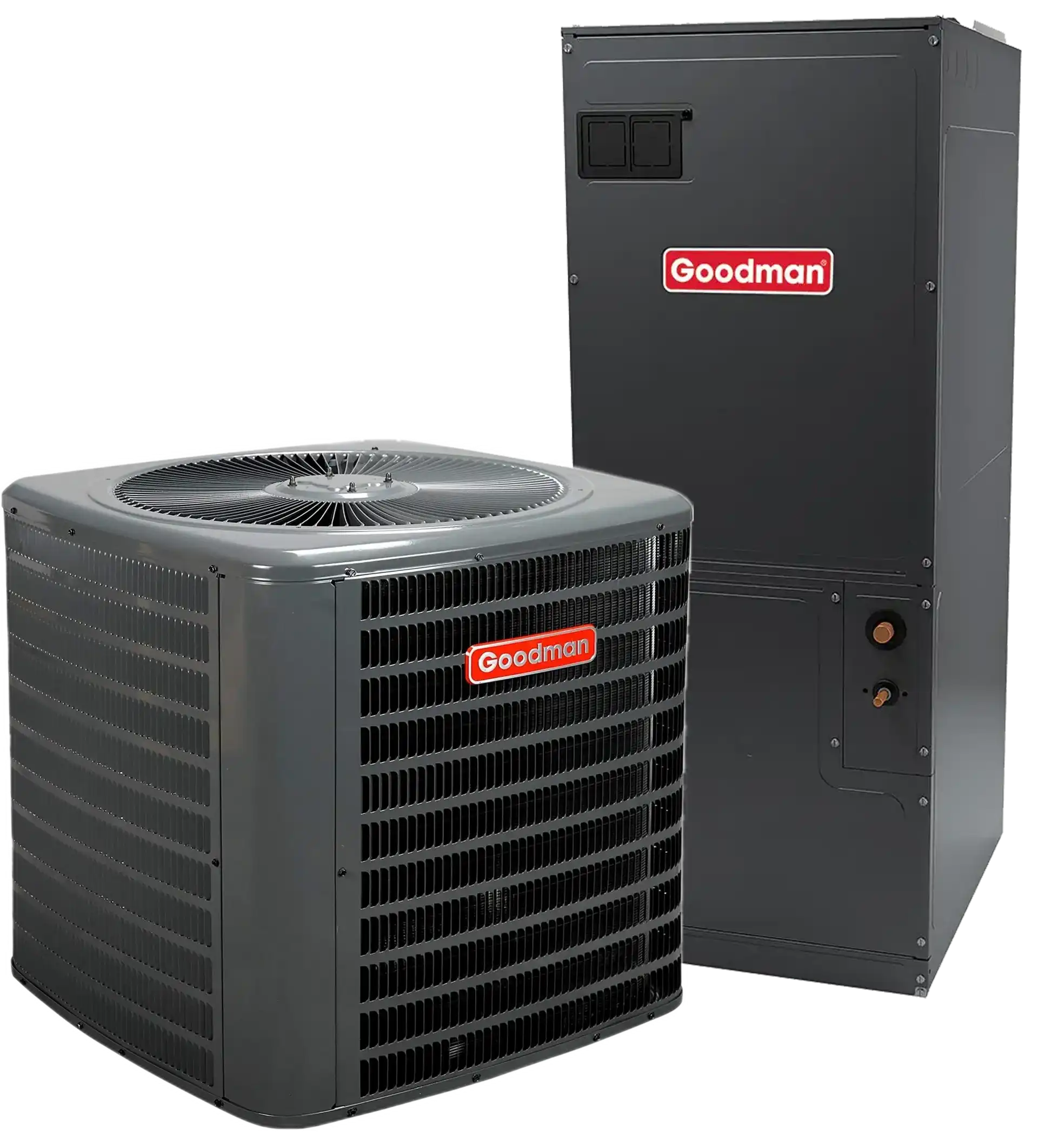 Goodman air conditioning unit and furnace system.